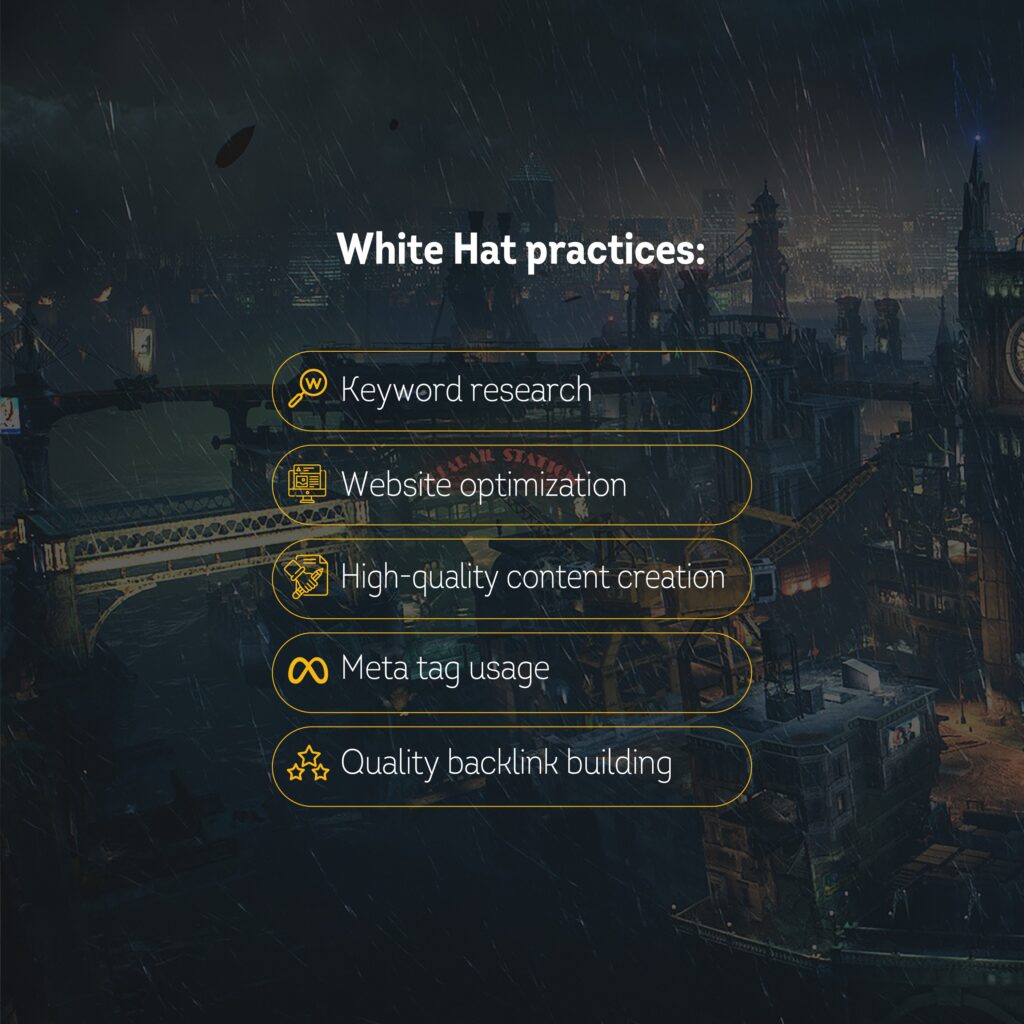 Image with list of white hat practices 